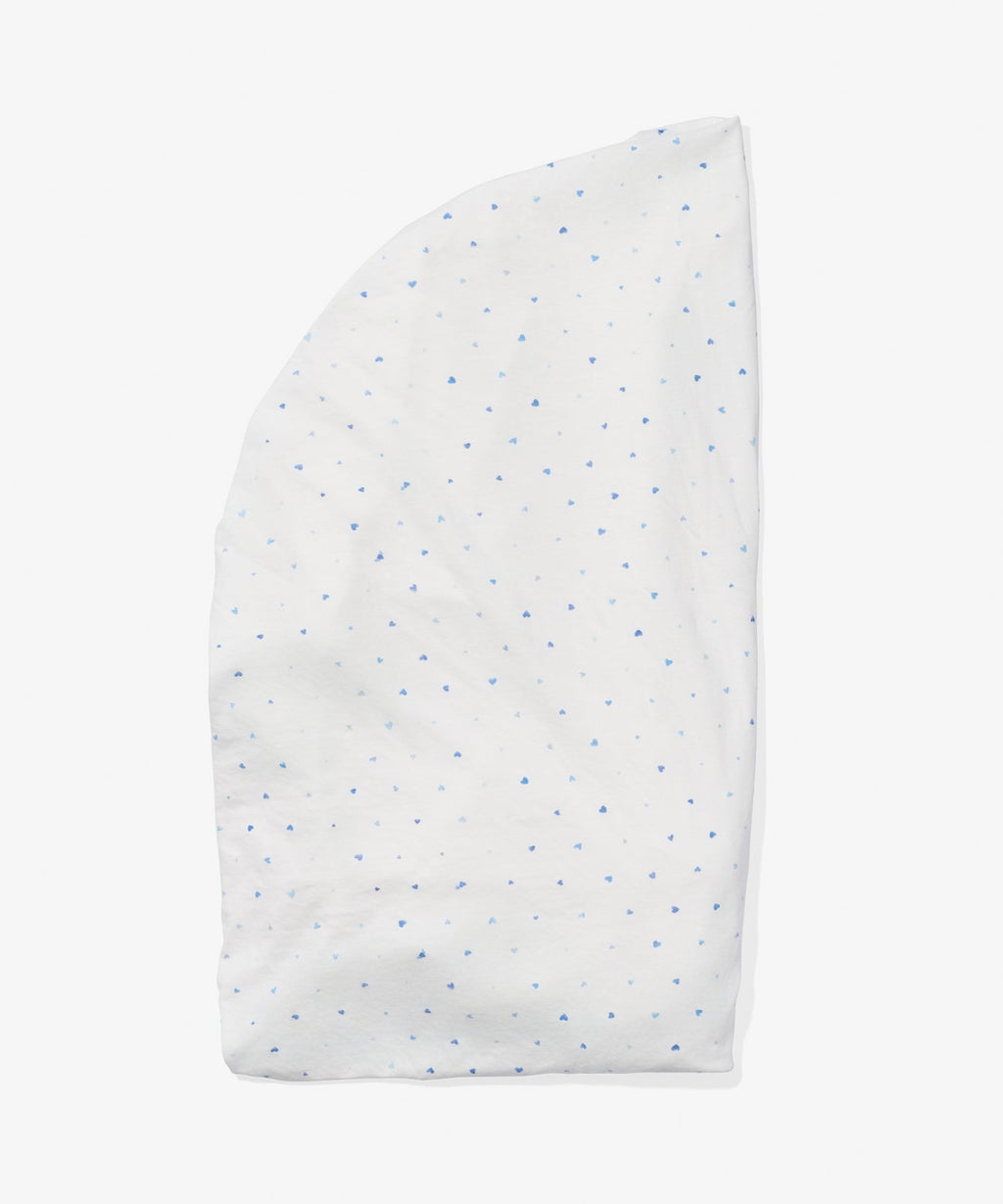 Crib Sheet in Blue Hearts