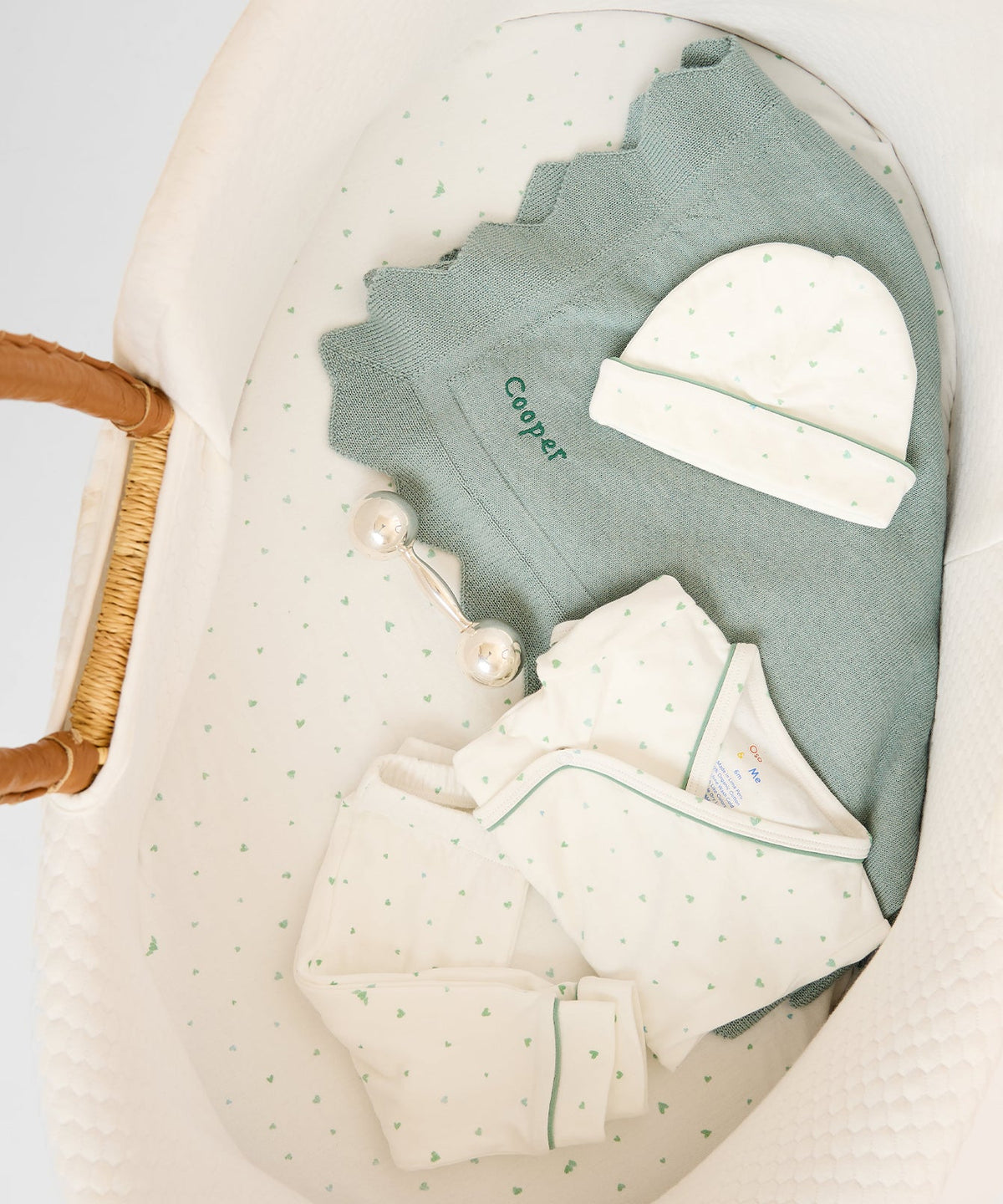 Crib Sheet in Seafoam Hearts