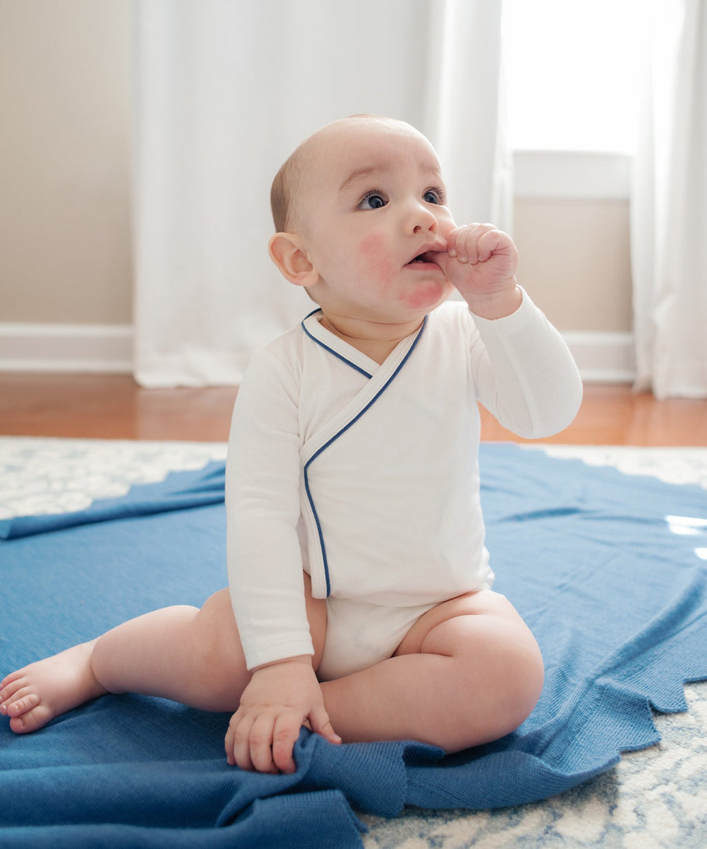 Crossbody One-Piece in Navy Piping