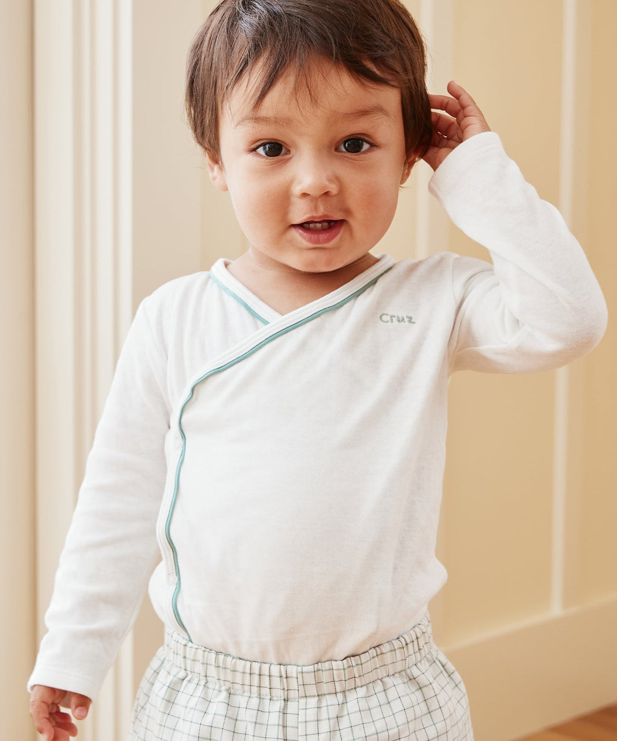 Crossbody One-Piece in Seafoam Piping