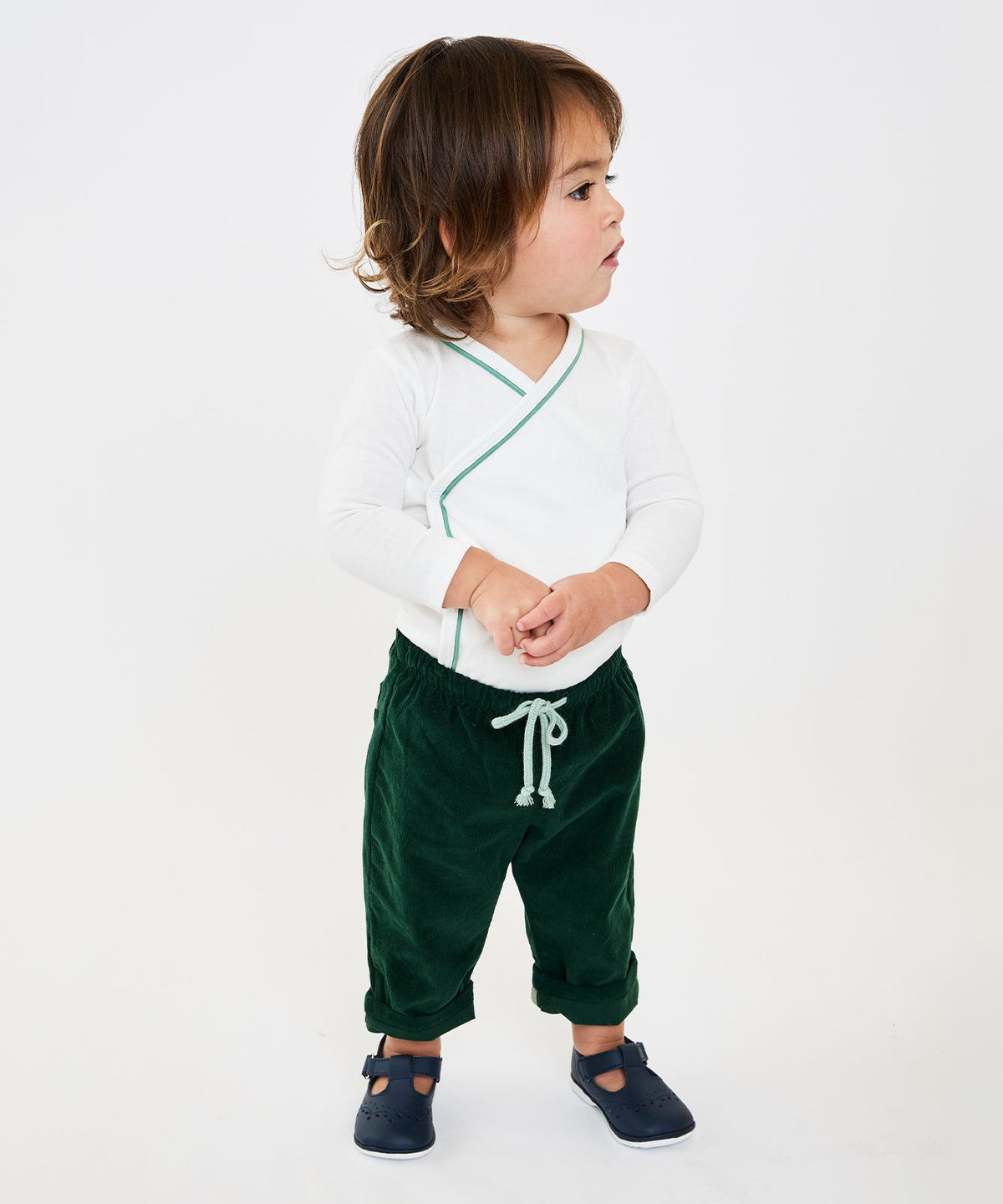 Crossbody One-Piece in Seafoam Piping