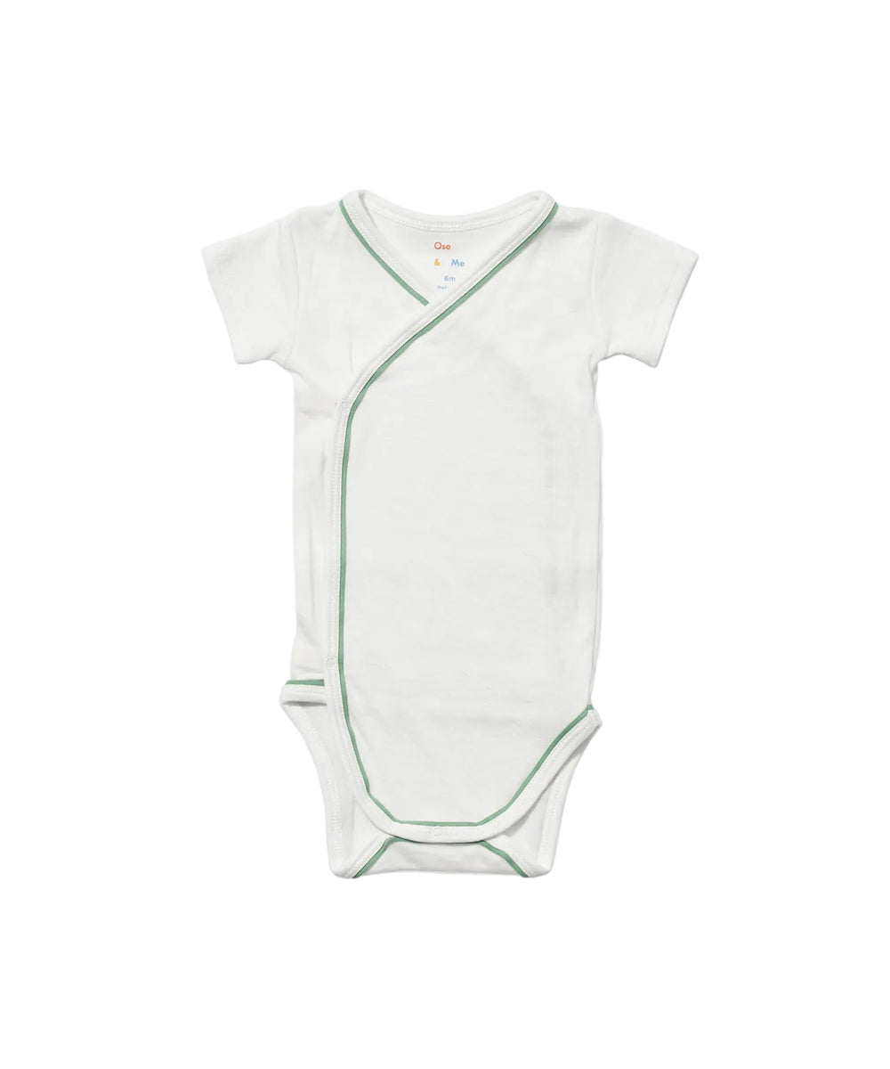 Crossbody Short Sleeve One-piece in Seafoam Piping