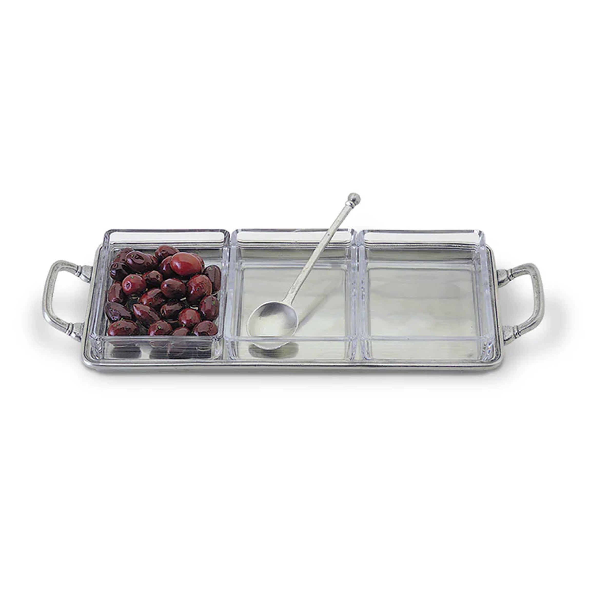 Crudite Tray with Handles and Crystal Inserts