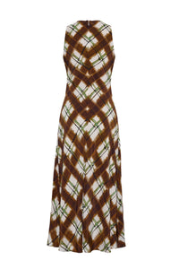 Crystal Midi Dress in Painted Plaid Brown