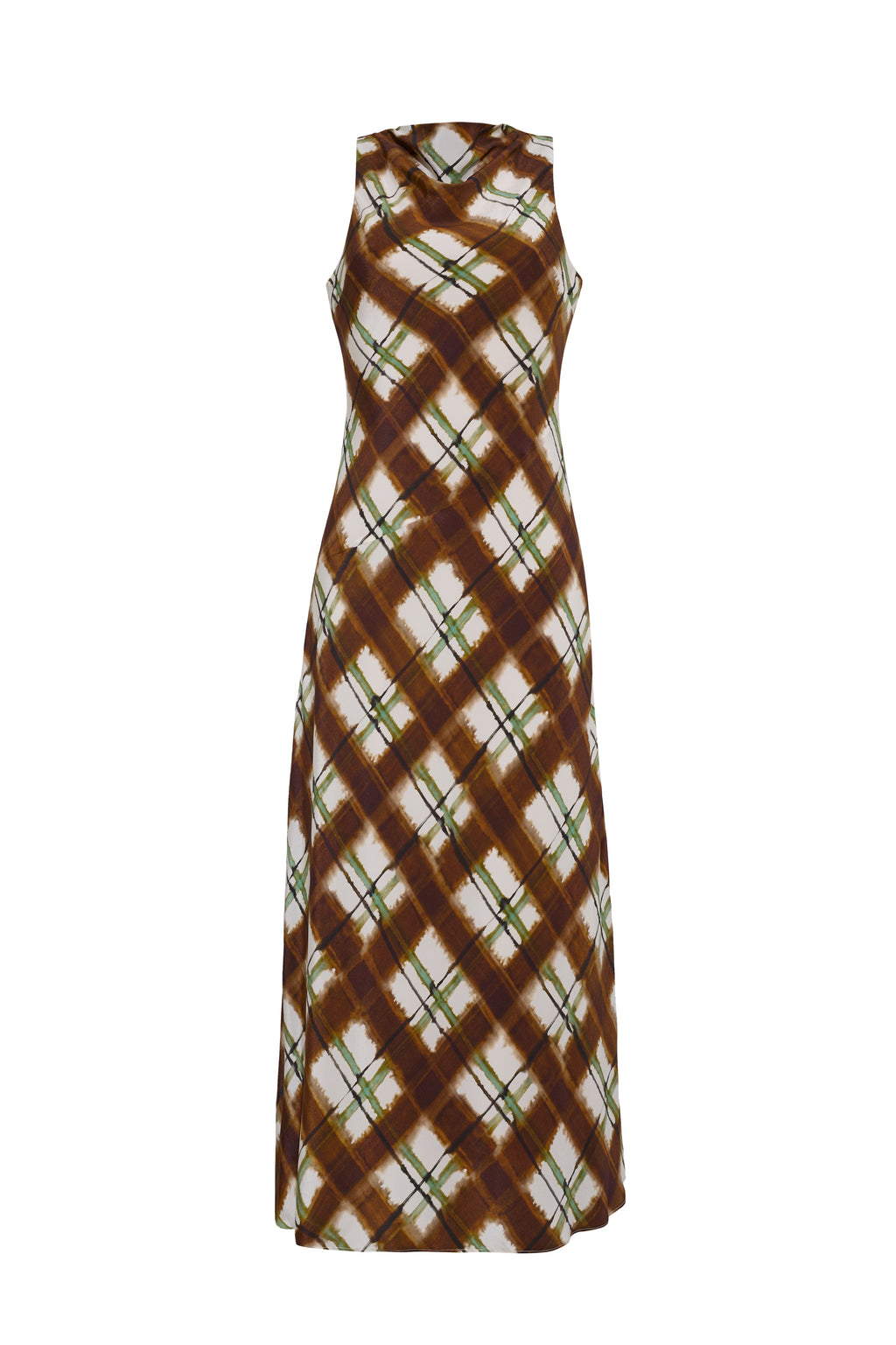 Crystal Midi Dress in Painted Plaid Brown