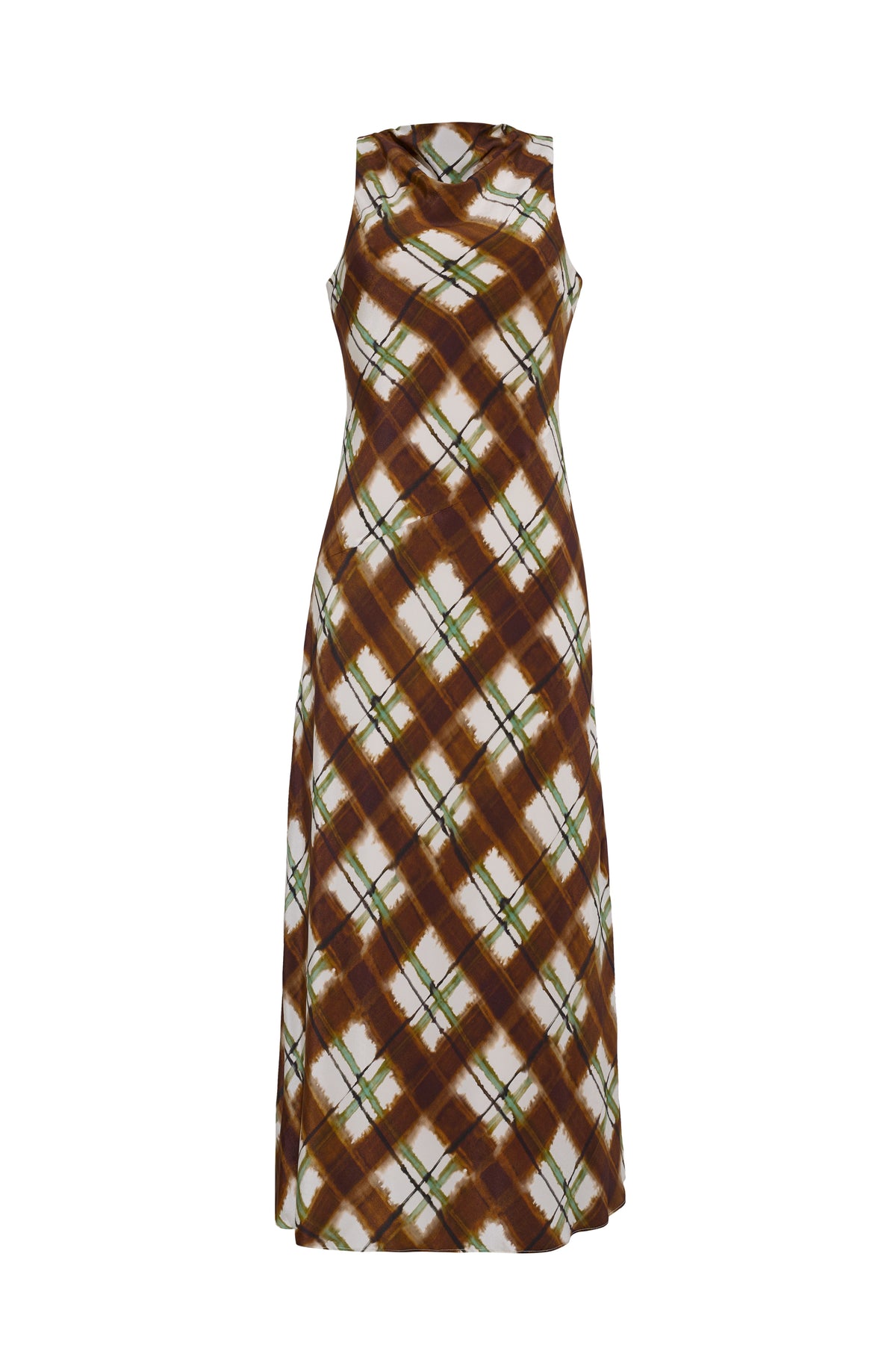 Crystal Midi Dress in Painted Plaid Brown