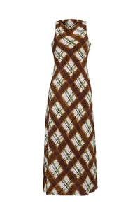 Crystal Midi Dress in Painted Plaid Brown