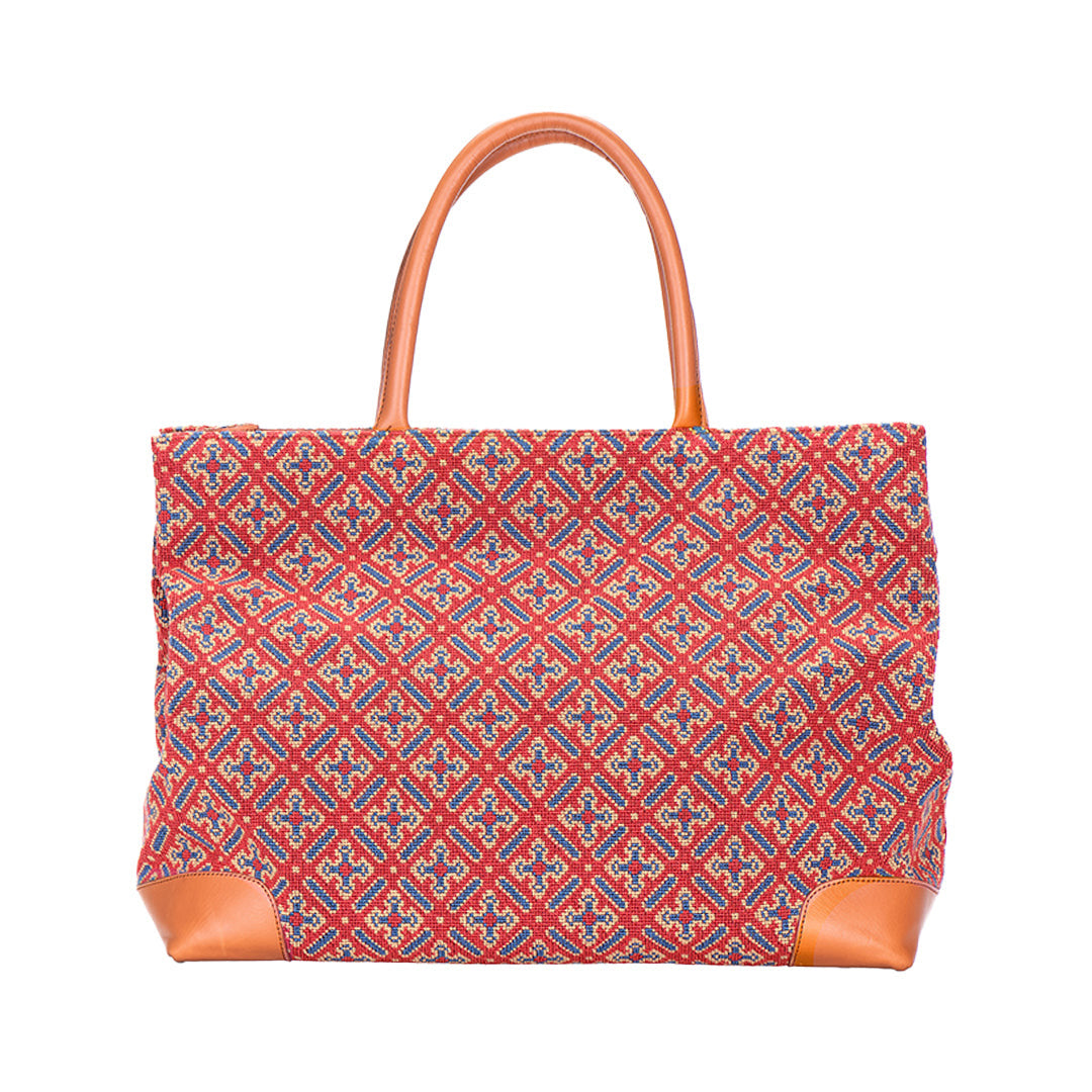 Cuenca Red Needlepoint Tote