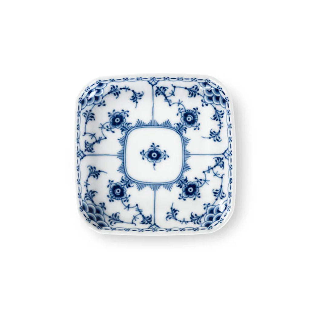 Blue Fluted Half Lace Square Plate, 4.1"