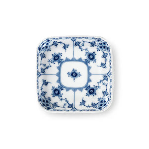 Blue Fluted Half Lace Square Plate, 4.1"