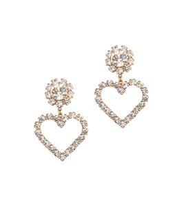 Cupid Heart Earrings in Crystal