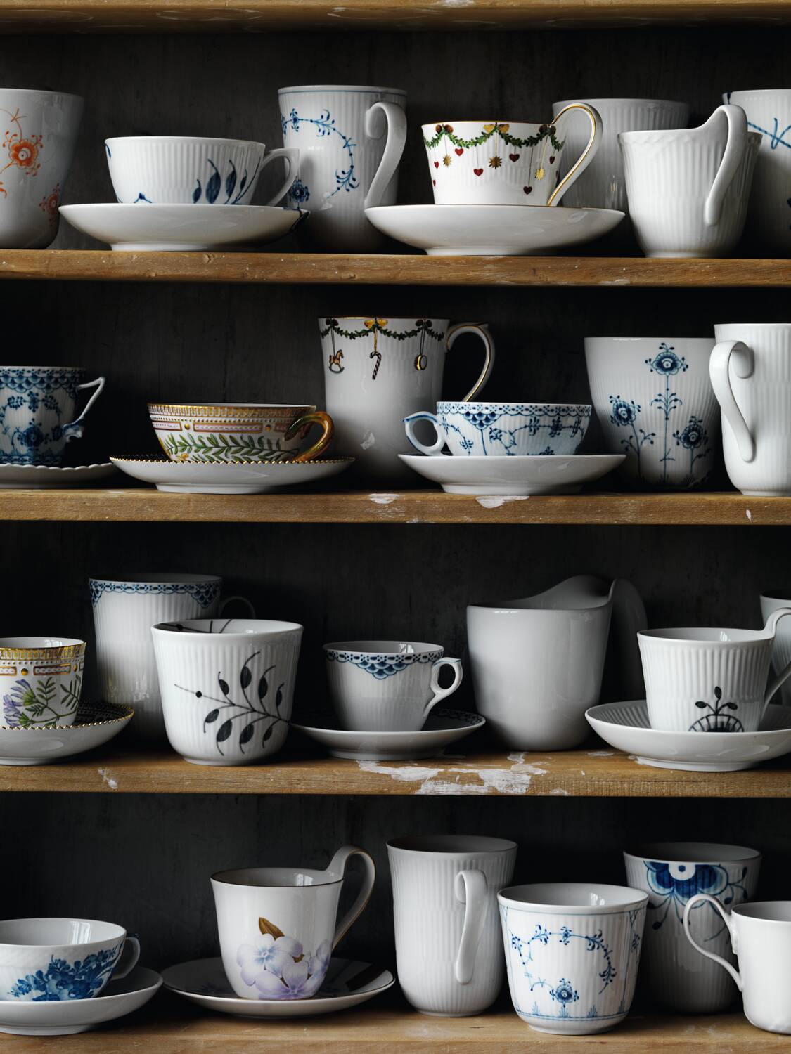 Blue Fluted Full Lace Cup and Saucer, 4.7 oz