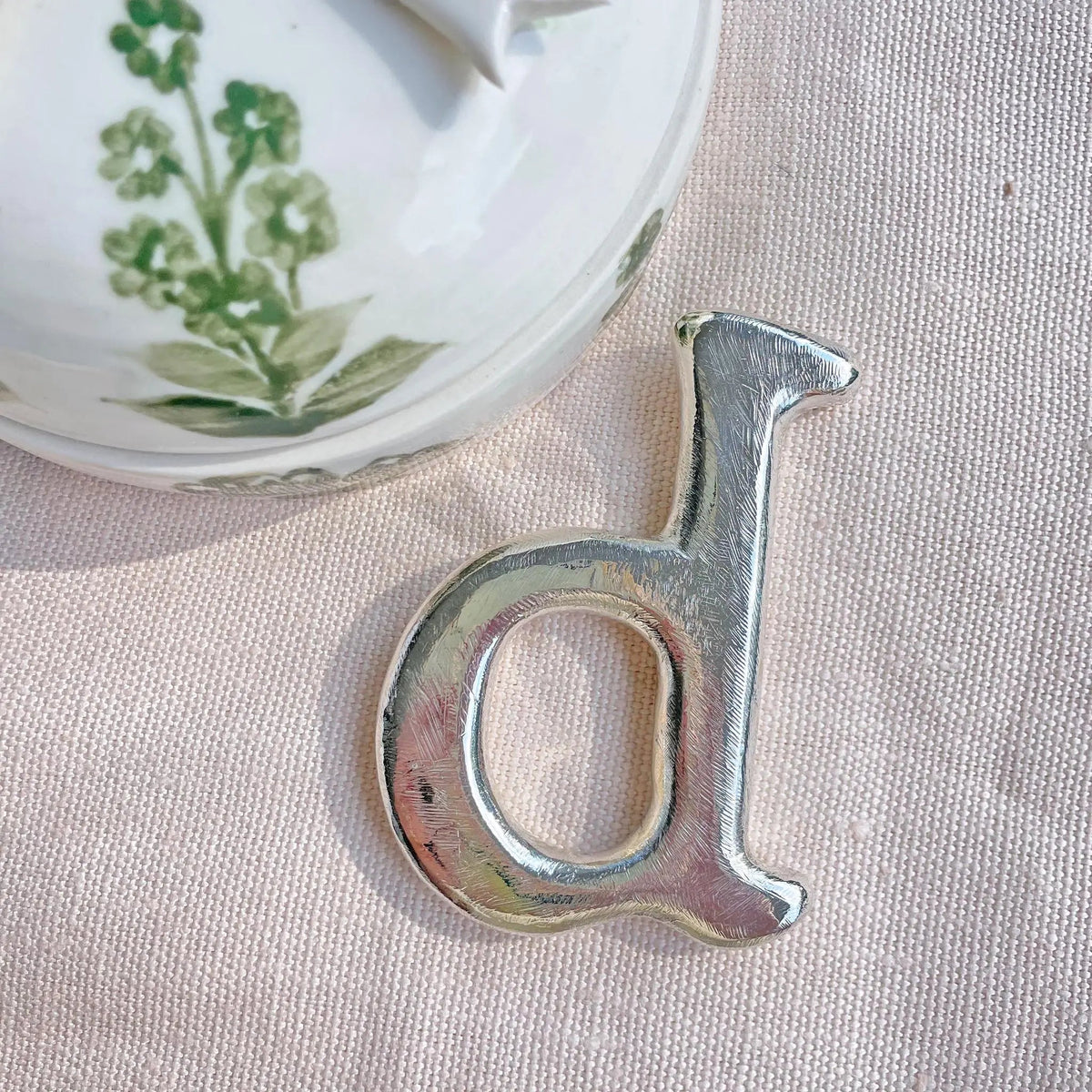 Bubble Letter Sterling Silver Rattle - D