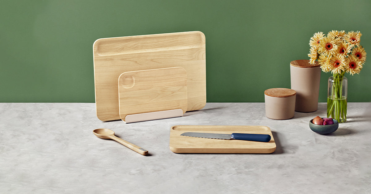 Cutting Board Set, Wooden Cutting Boards, Non-Toxic Wood Cutting Board, FSC-Certified Birch Board Storage