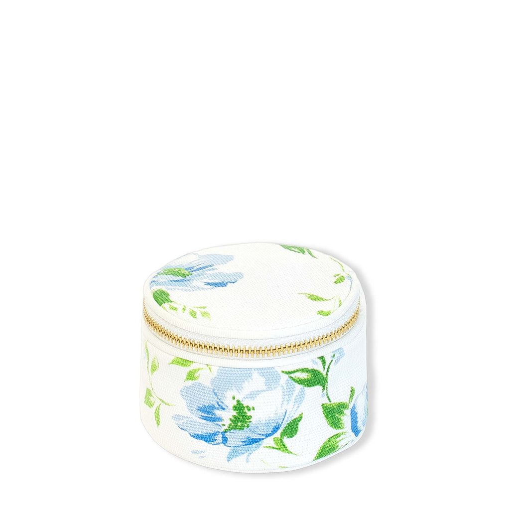 D. Porthault pour AERIN Mini Round Beauty Bag in Fleurs du Vent