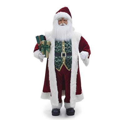 Kurt Adler 72" Santa With Green Shirt and Gift Box