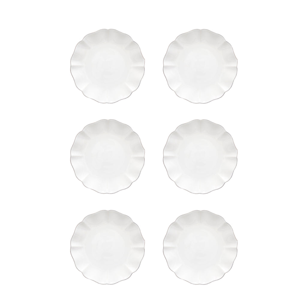 Rosa Collection Salad Plates in White, Set of 6