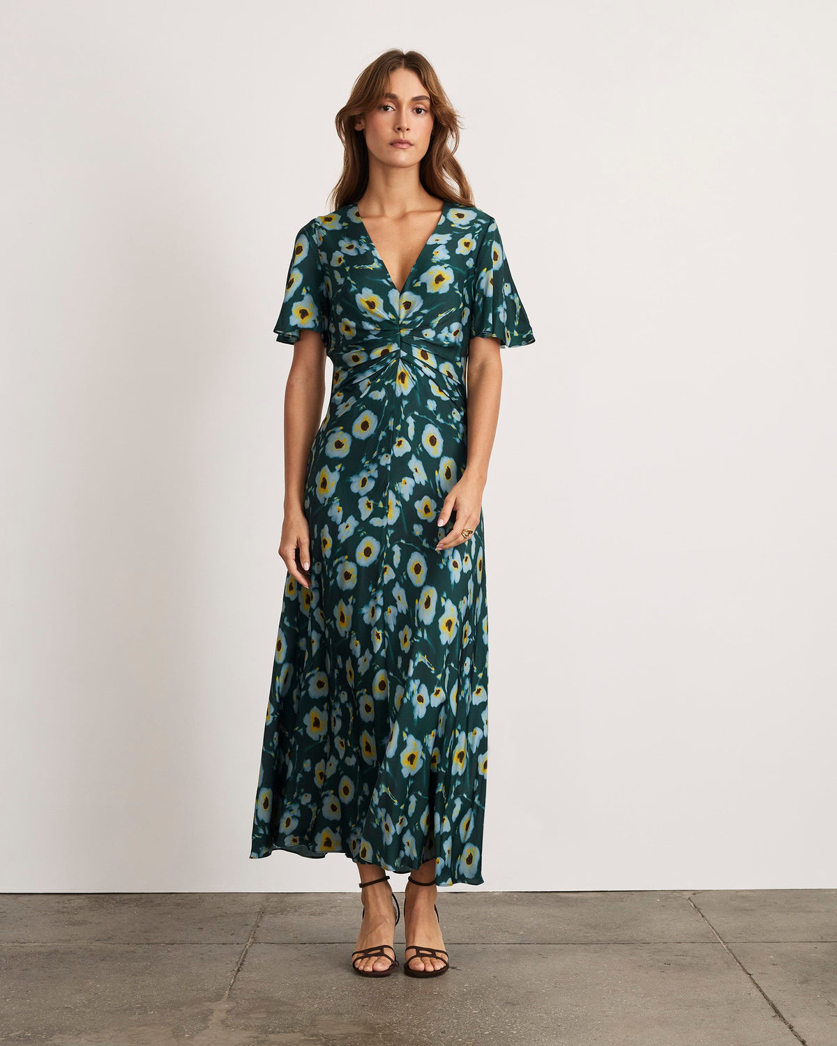 Daphne Dress in Emerald Multi