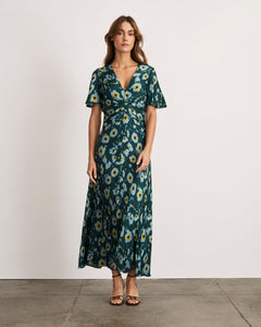 Daphne Dress in Emerald Multi