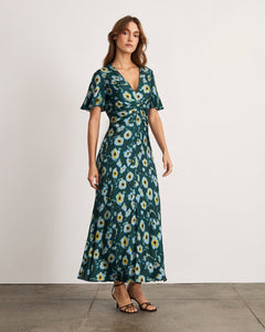 Daphne Dress in Emerald Multi