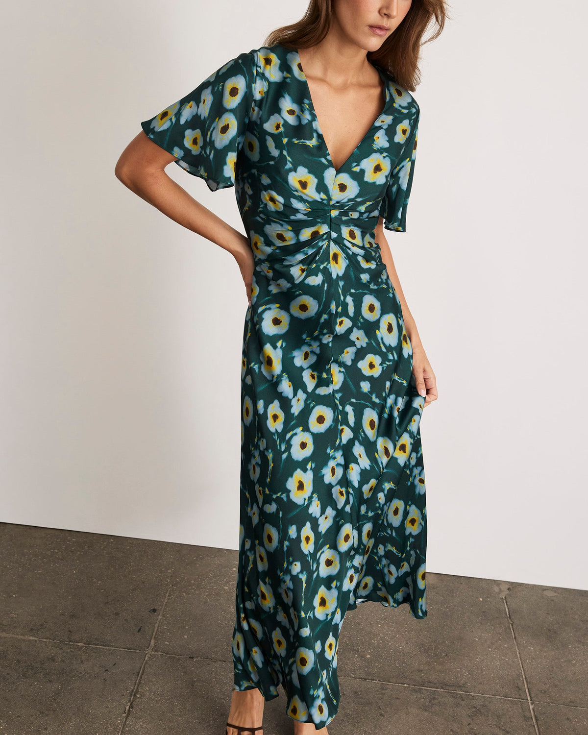 Daphne Dress in Emerald Multi