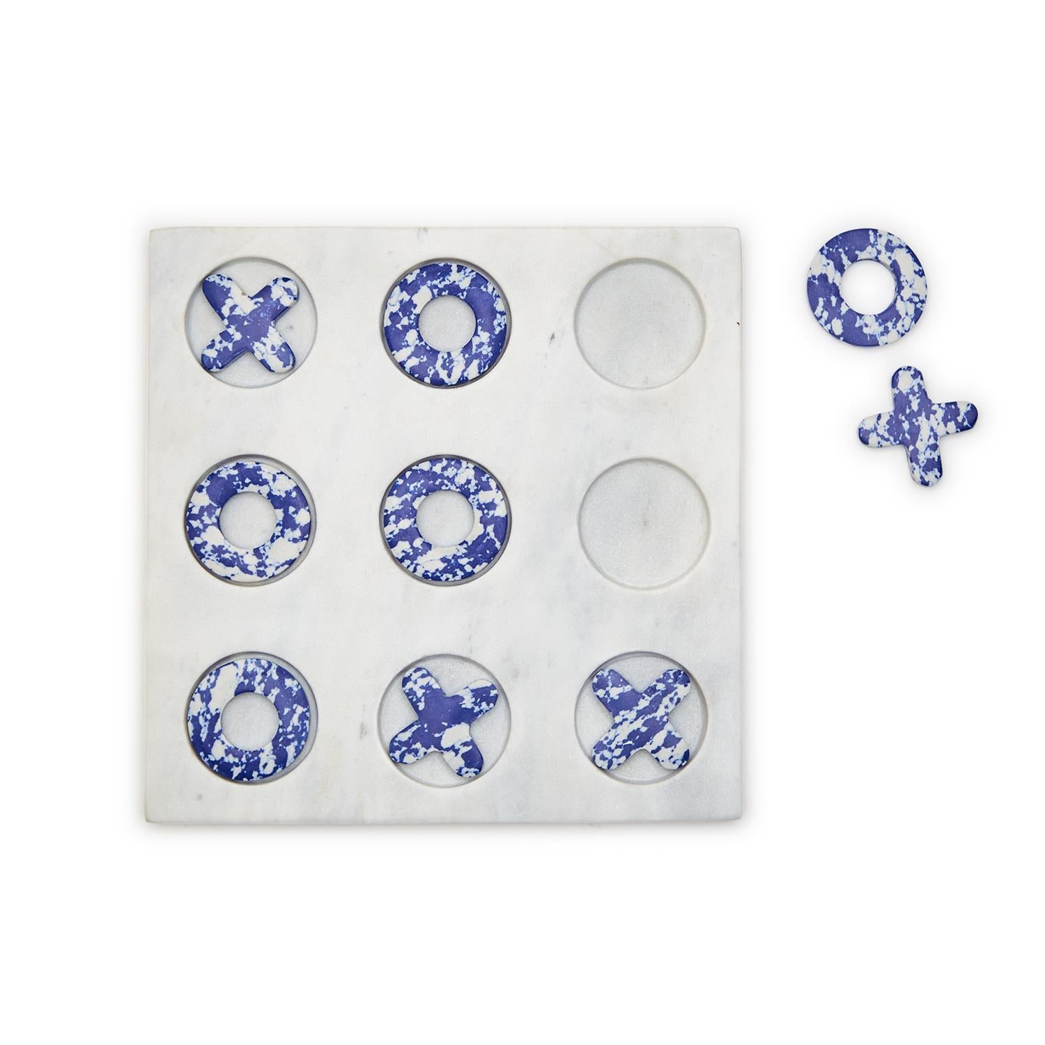 Blue Marble Hand-Crafted Tic-Tac-Toe