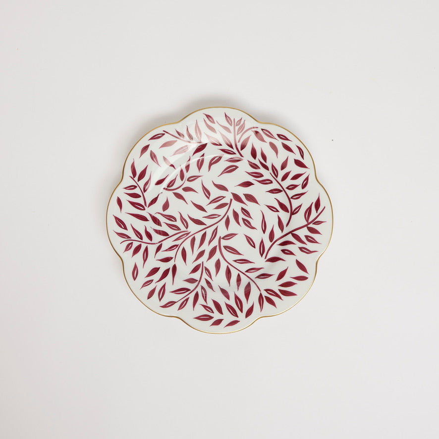 Burgundy & Gold Leaves Starter Plates (set of 4) - 21cm
