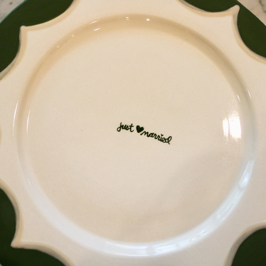 Hand-painted “Just Married” Scalloped Cake Plate