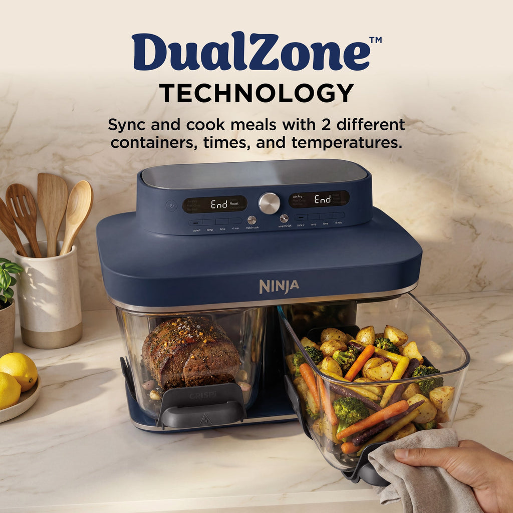 Ninja Crispi DualZone Glass Countertop Air Fryer, Cyberspace