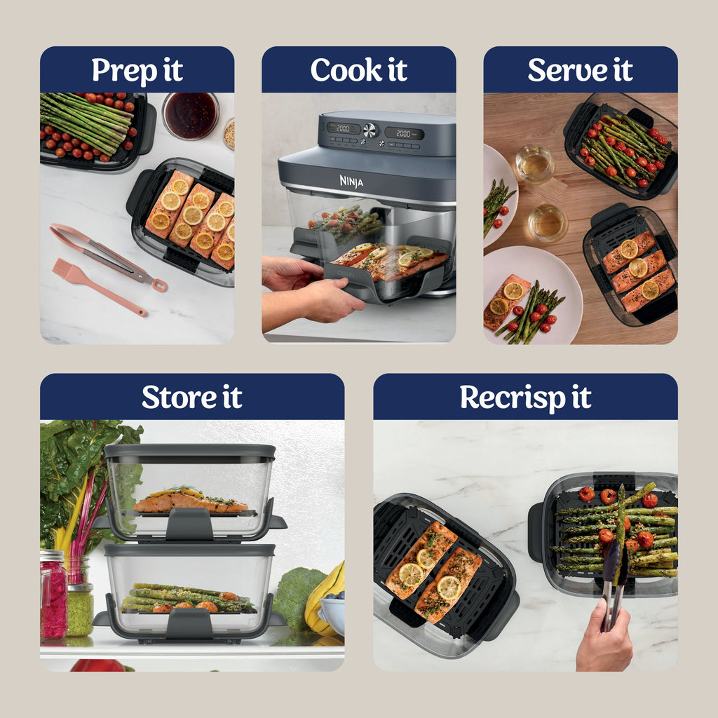 Ninja Crispi DualZone Glass Countertop Air Fryer, Cyberspace