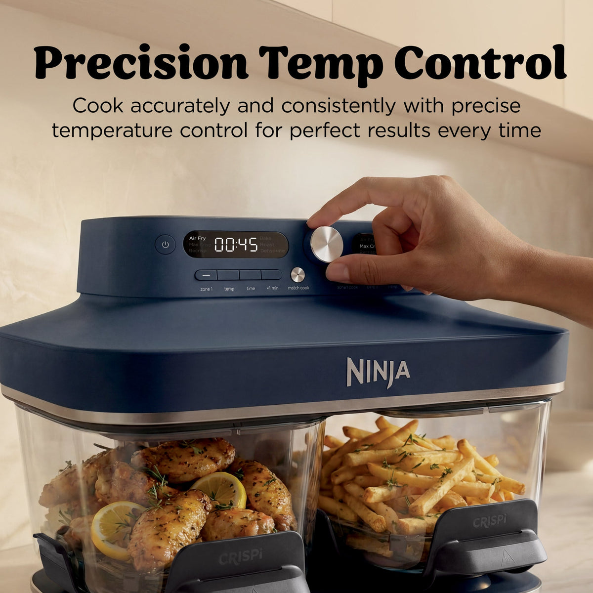 Ninja Crispi DualZone Glass Countertop Air Fryer, Cyberspace