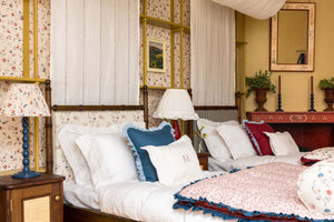Scarlet Cushion with Porcelain Frill
