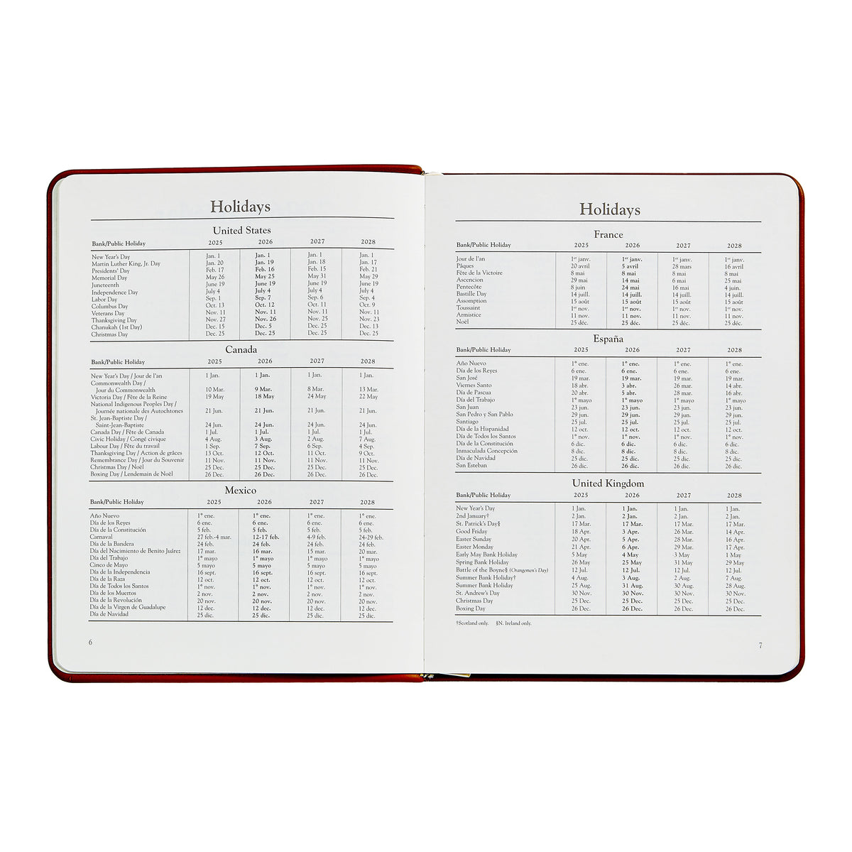 2026 Desk Diary in Wine Pebble Grain Leather