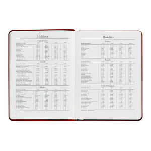 2026 Desk Diary in Wine Pebble Grain Leather
