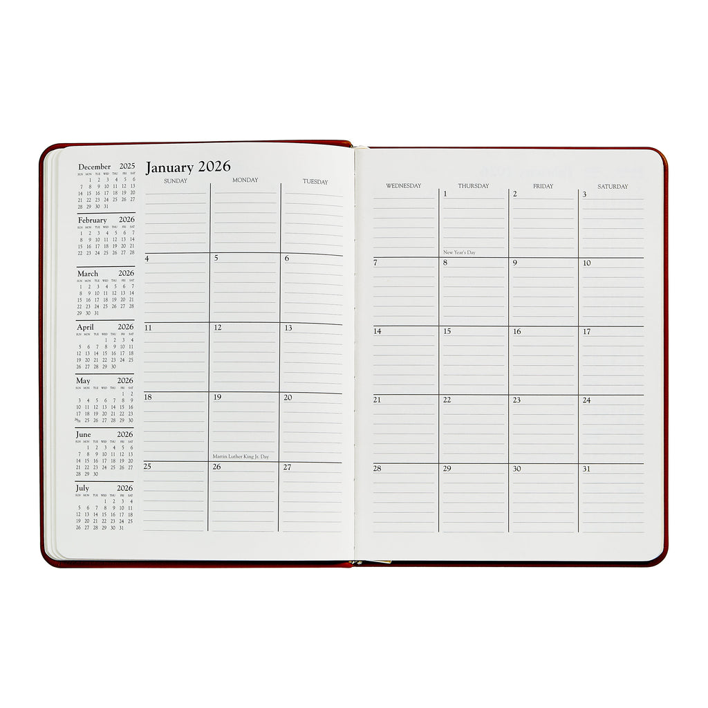2026 Desk Diary in Bordeaux Leather