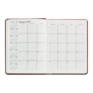2026 Desk Diary in Wine Pebble Grain Leather