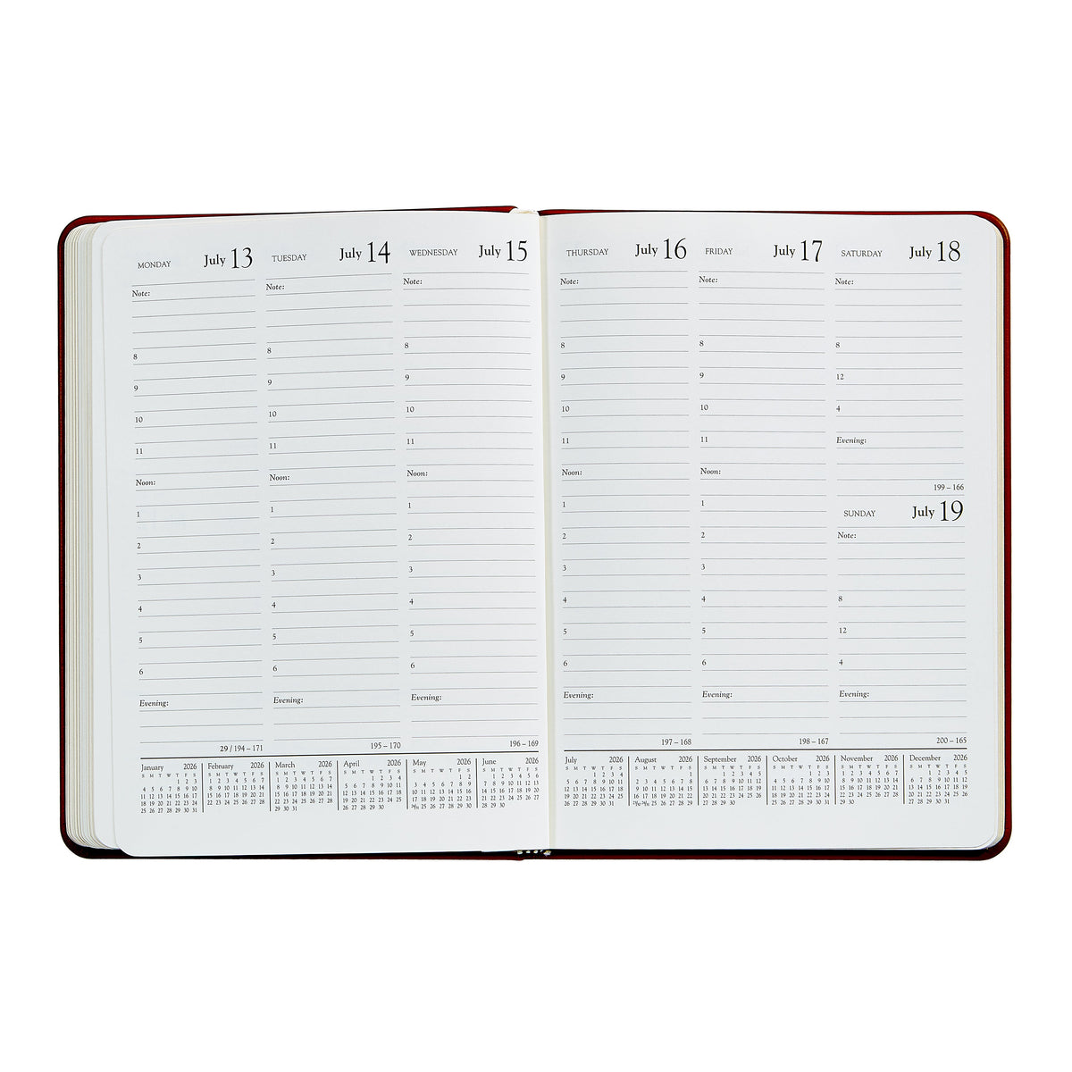2026 Desk Diary in Wine Pebble Grain Leather