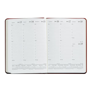 2026 Desk Diary in Wine Pebble Grain Leather