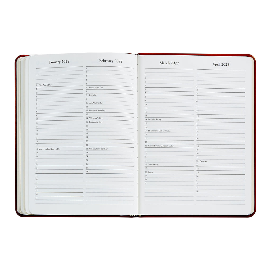 2026 Desk Diary in Bordeaux Leather