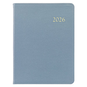 2026 Desk Diary in Blue Pepple Grain Leather