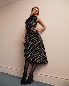 Charlotte Polka Dot Dress in Noir & Ivory Multi