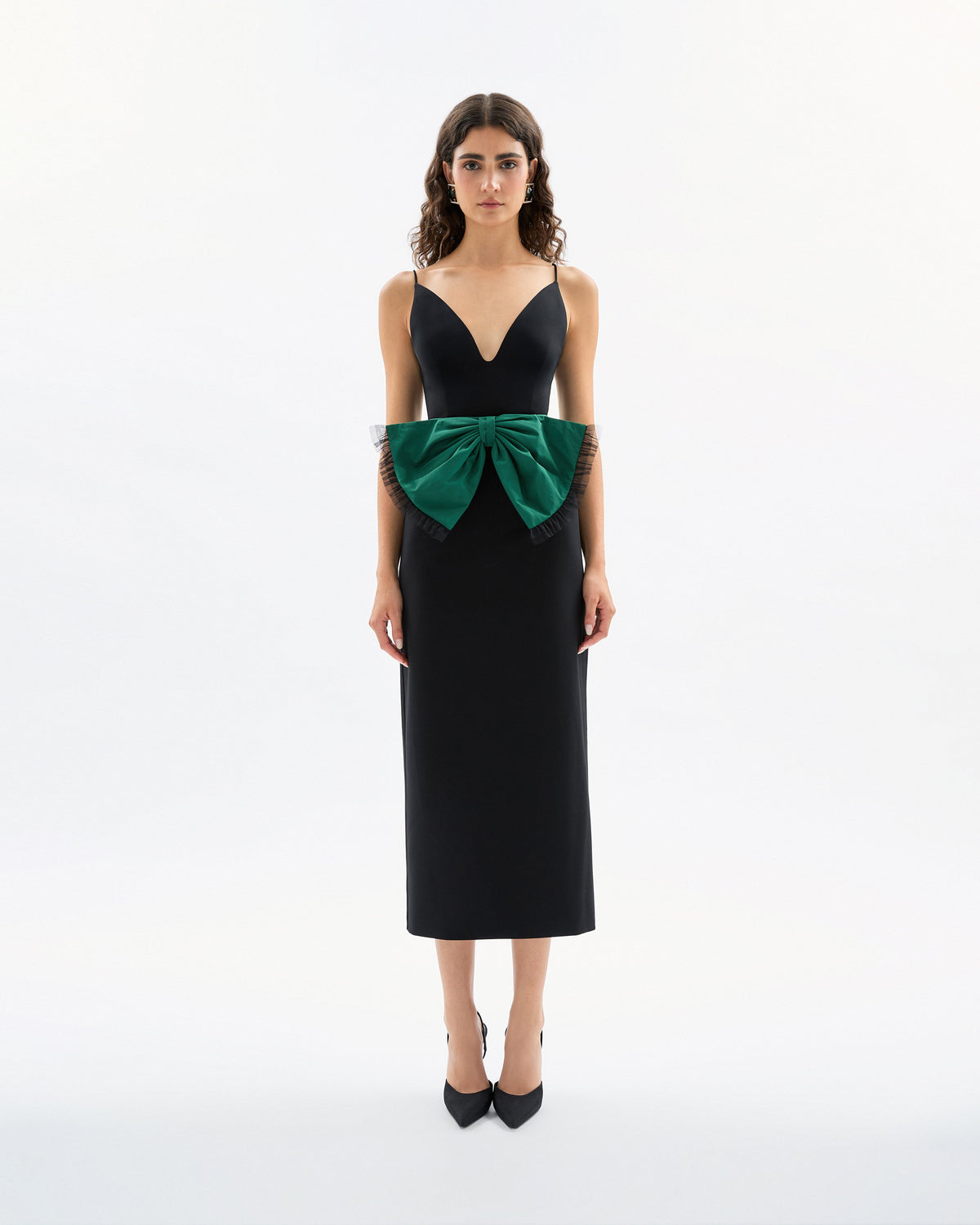 Rose Dress in Noir & Emerald Multi