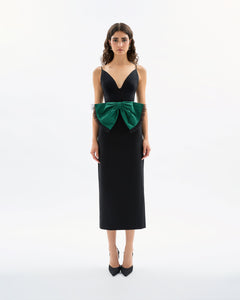 Rose Dress in Noir & Emerald Multi