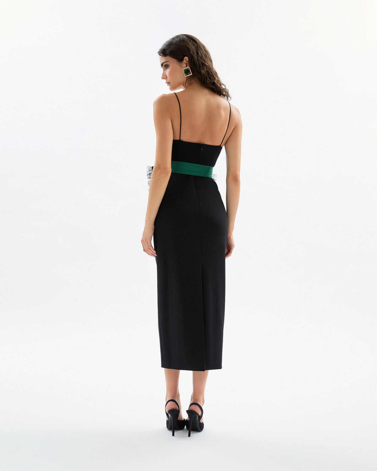 Rose Dress in Noir & Emerald Multi