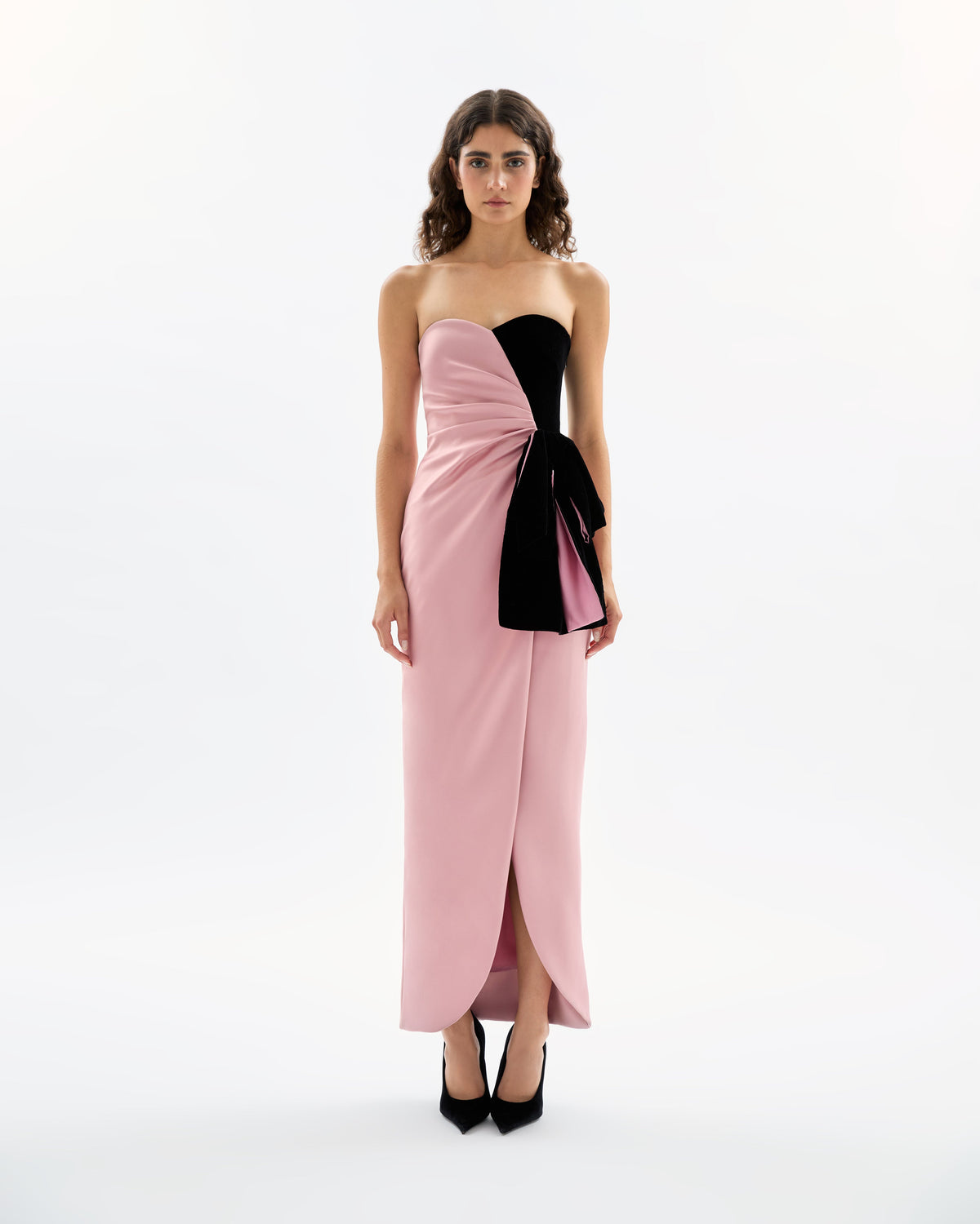 Lala Gown in Rose Quartz & Noir Multi