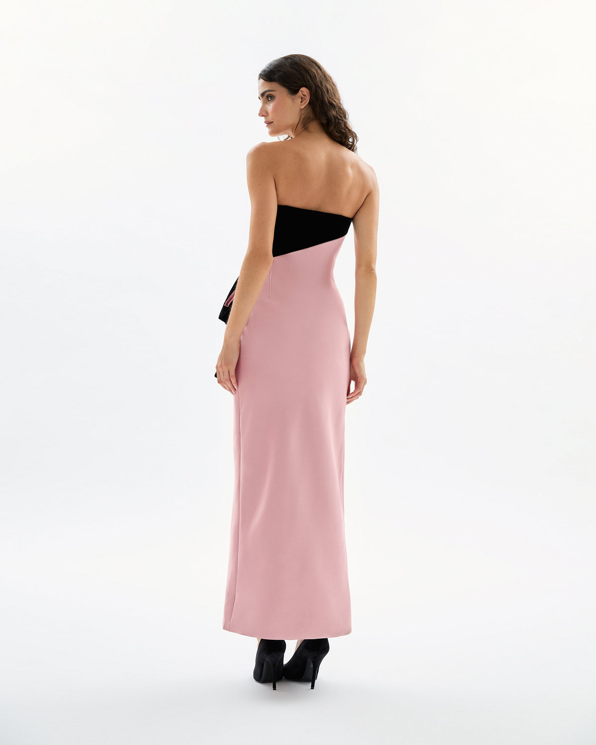 Lala Gown in Rose Quartz & Noir Multi