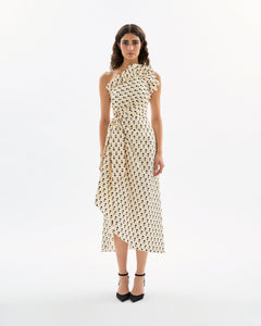 Charlotte Polka Dot Dress in Cream & Noir