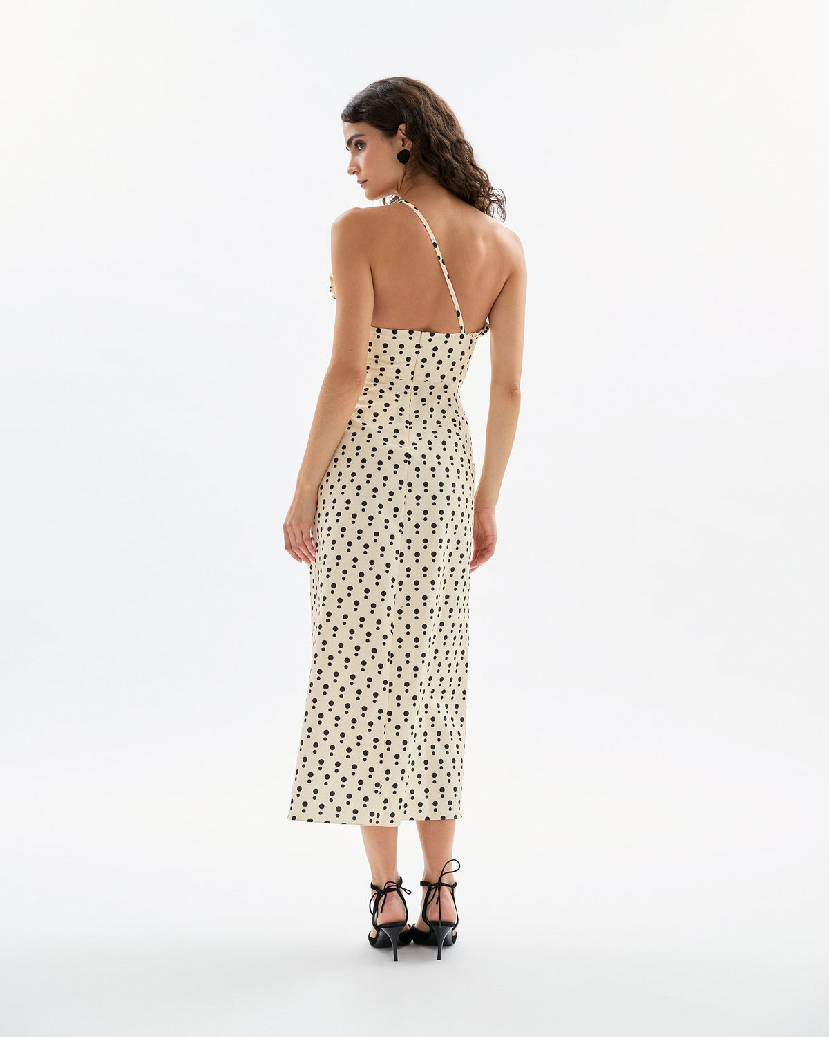 Charlotte Polka Dot Dress in Cream & Noir