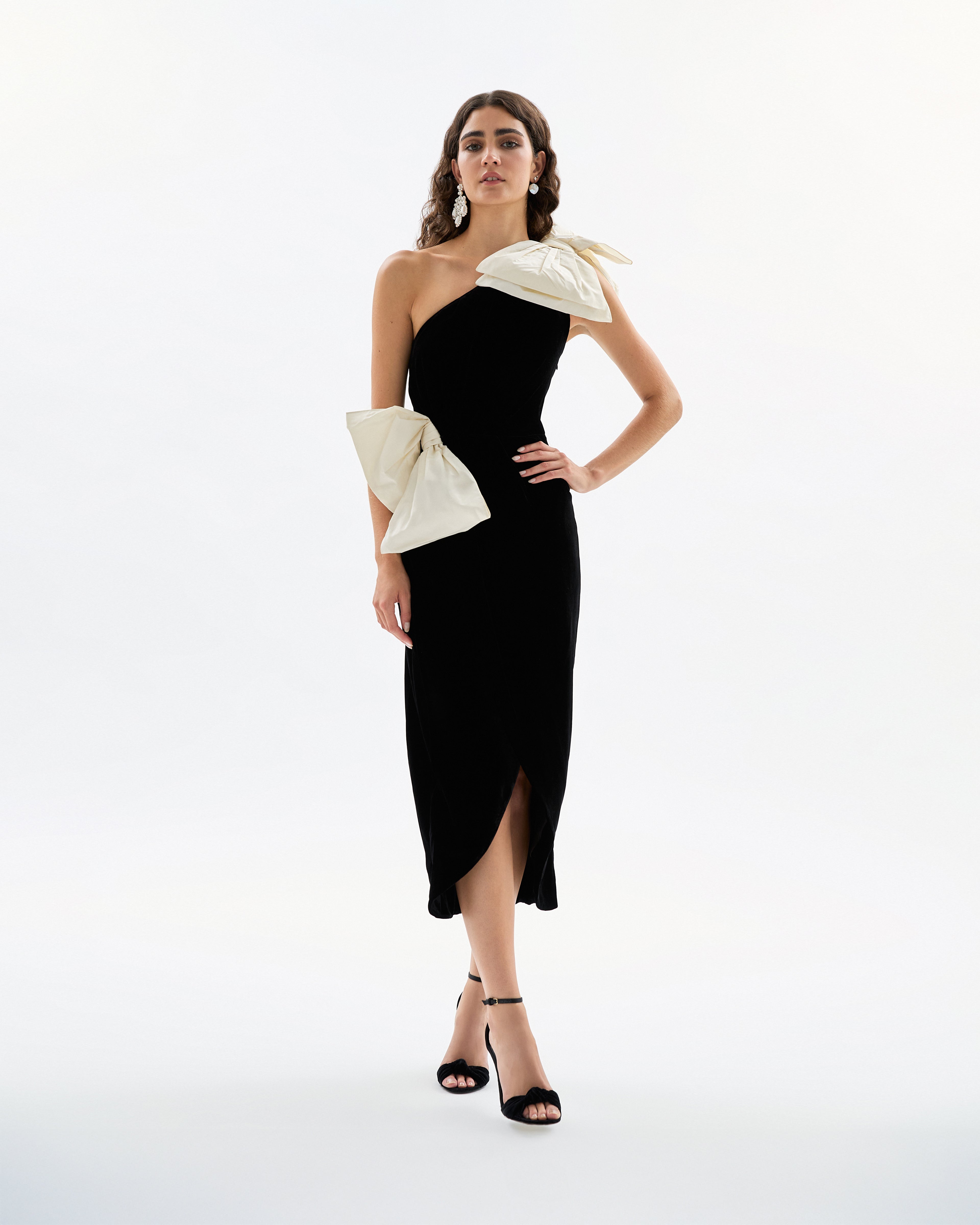 Kiki Dress in Noir & ivory Multi
