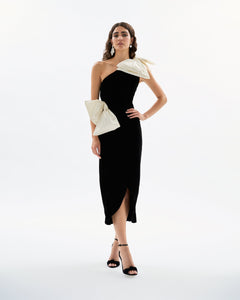Kiki Dress in Noir & ivory Multi